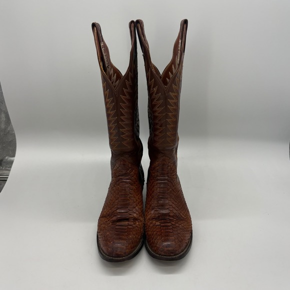Sanders Womens 6B Brown Python Embroidered Western Cowgirl Boots - Picture 3 of 10